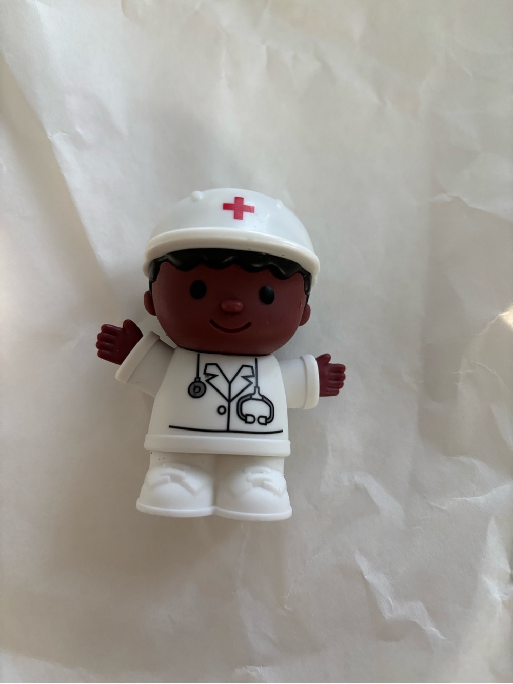 Fisher-Price Little People Doctor Figure White Scrubs Stethoscope Red Cross